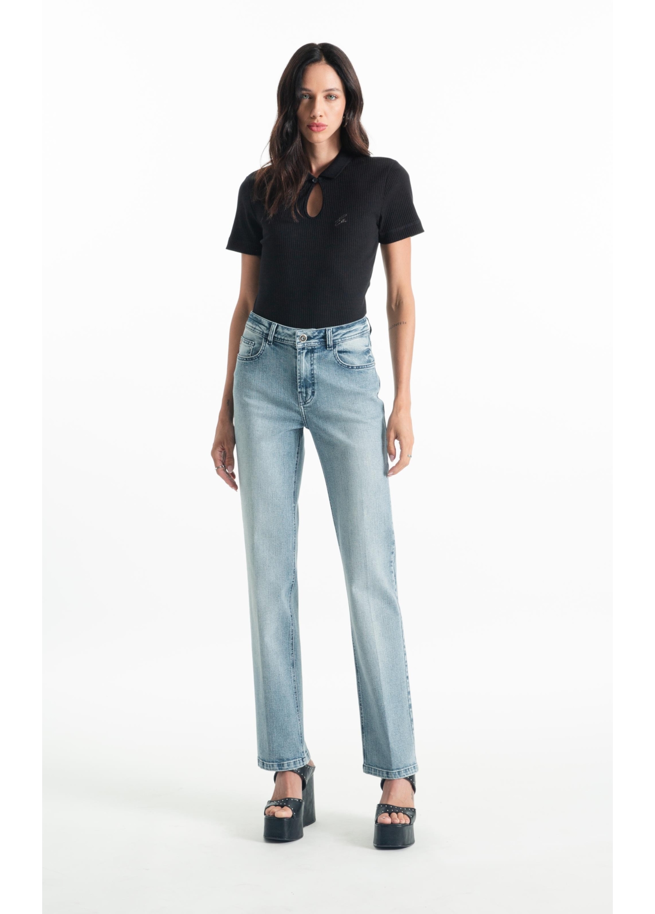 Calça Classic Denim Elastic Reta Lav.Claro