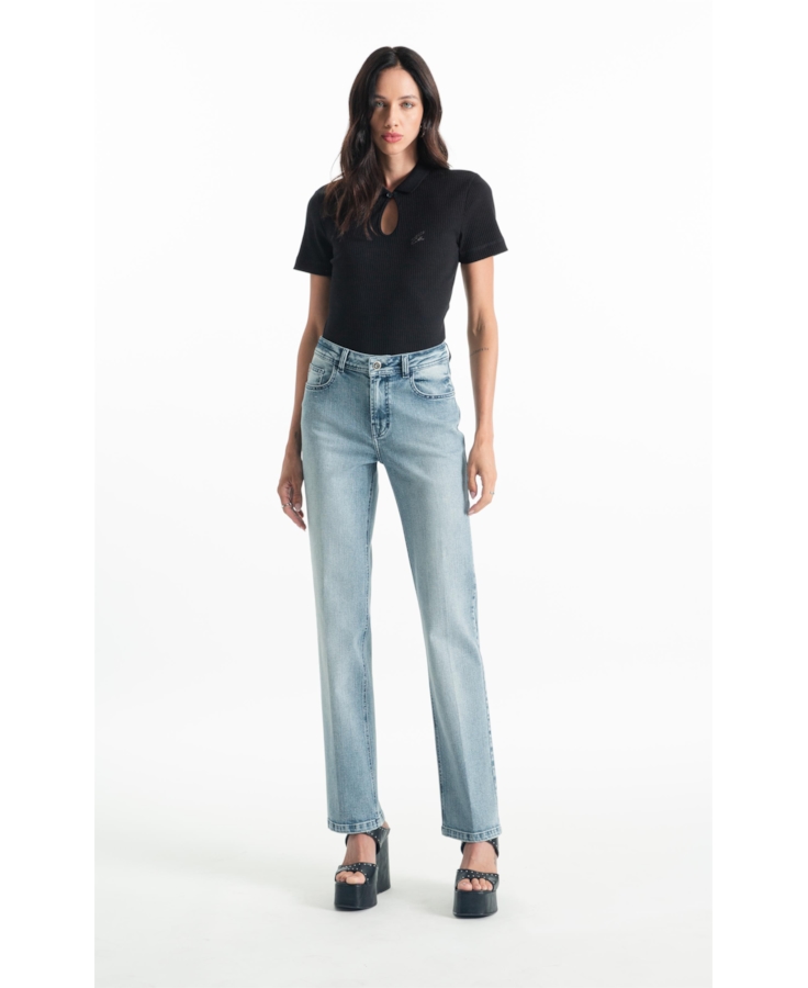 Calça Classic Denim Elastic Reta Lav.Claro