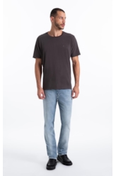 Calça Classic Denim Elastic Slim 5 Pockets Lav.Claro C/ Pincelado