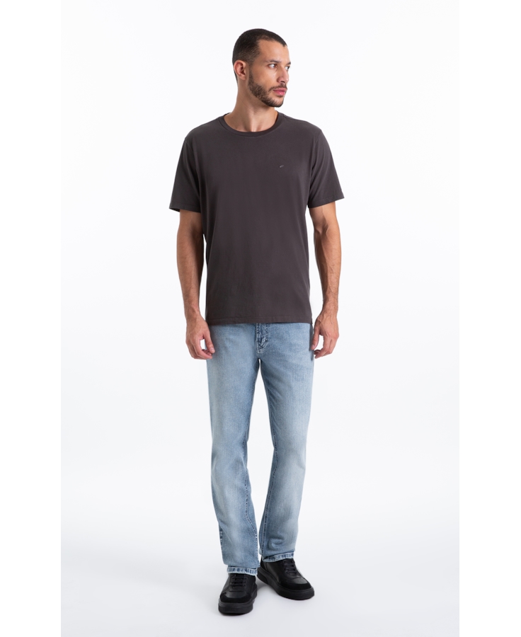 Calça Classic Denim Elastic Slim 5 Pockets Lav.Claro C/ Pincelado