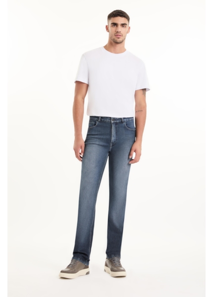 Calça Classic Denim Elastic Straight Lav.Escuro