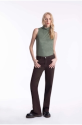 Calça Color Touch Flare Marrom Escuro