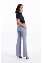Calça Color Twill Power Flare Cargo Blue Vintage