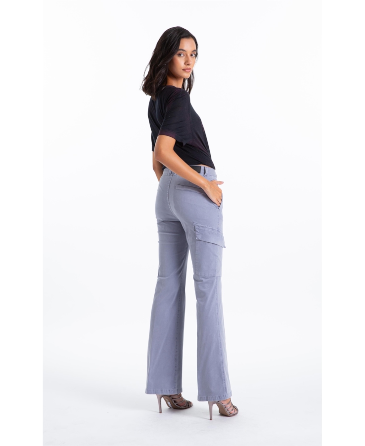 Calça Color Twill Power Flare Cargo Blue Vintage