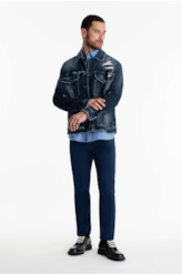 Calça Color Twill Power Marble Wash Marinho