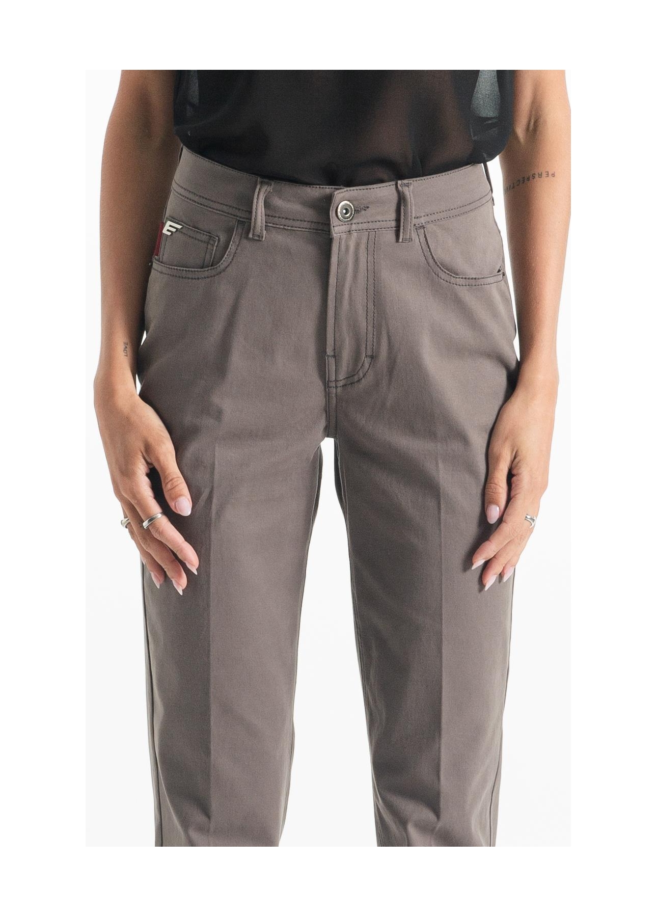 Calça Color Twill Power (Reta) 5 Pockets Castor