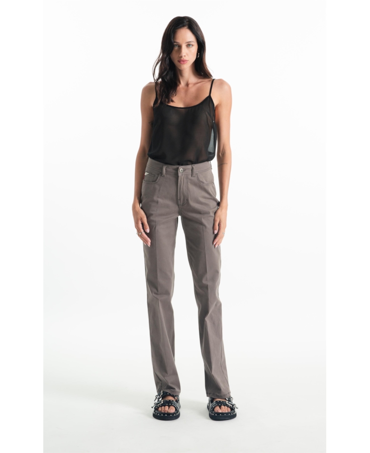 Calça Color Twill Power (Reta) 5 Pockets Castor