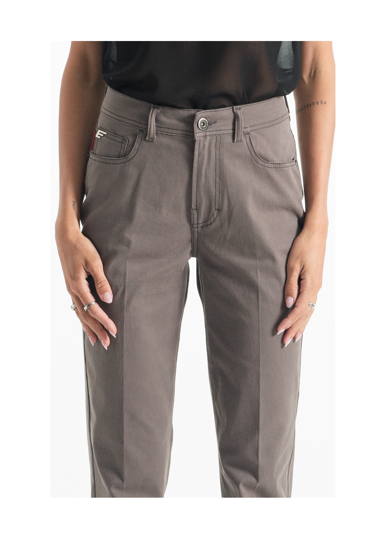 Calça Color Twill Power (Reta) 5 Pockets Castor