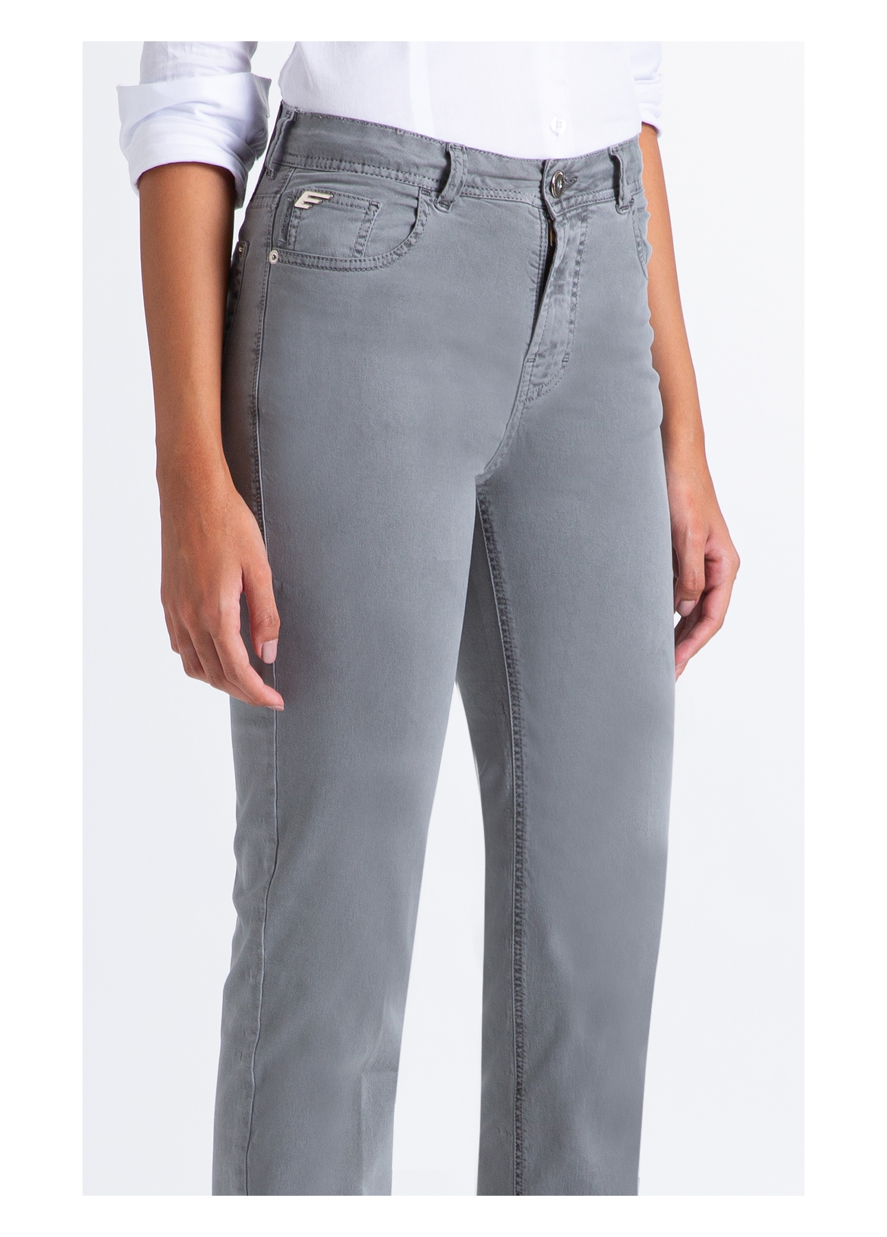 Calça Color Twill Power Reta 5 Pockets Verde Oliva