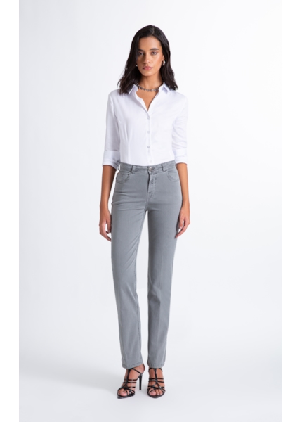 Calça Color Twill Power Reta 5 Pockets Verde Oliva