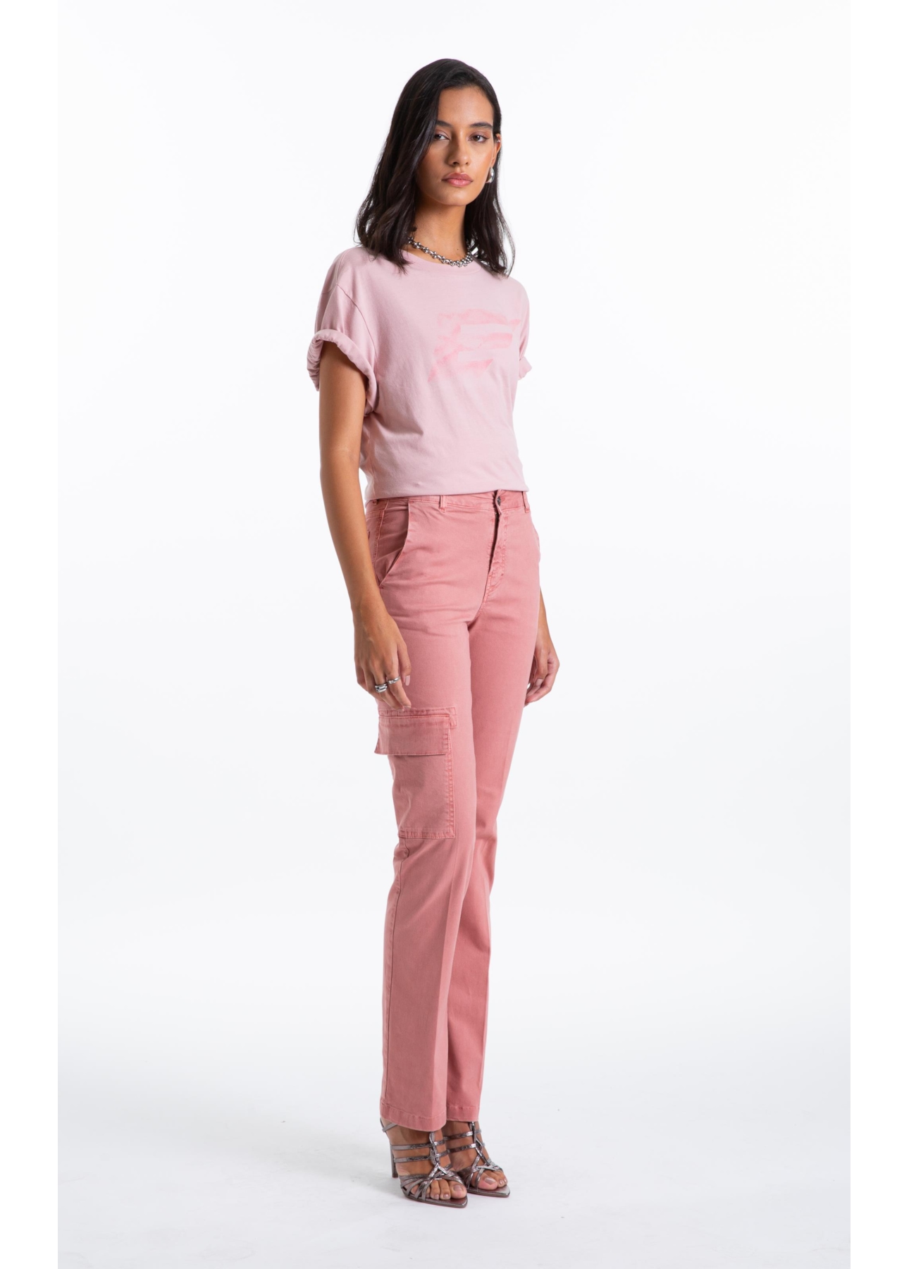 Calça Color Twill Power Reta Cargo Blush