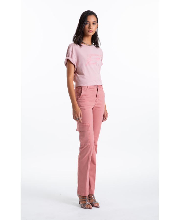 Calça Color Twill Power Reta Cargo Blush