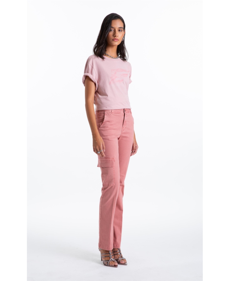 Calça Color Twill Power Reta Cargo Blush