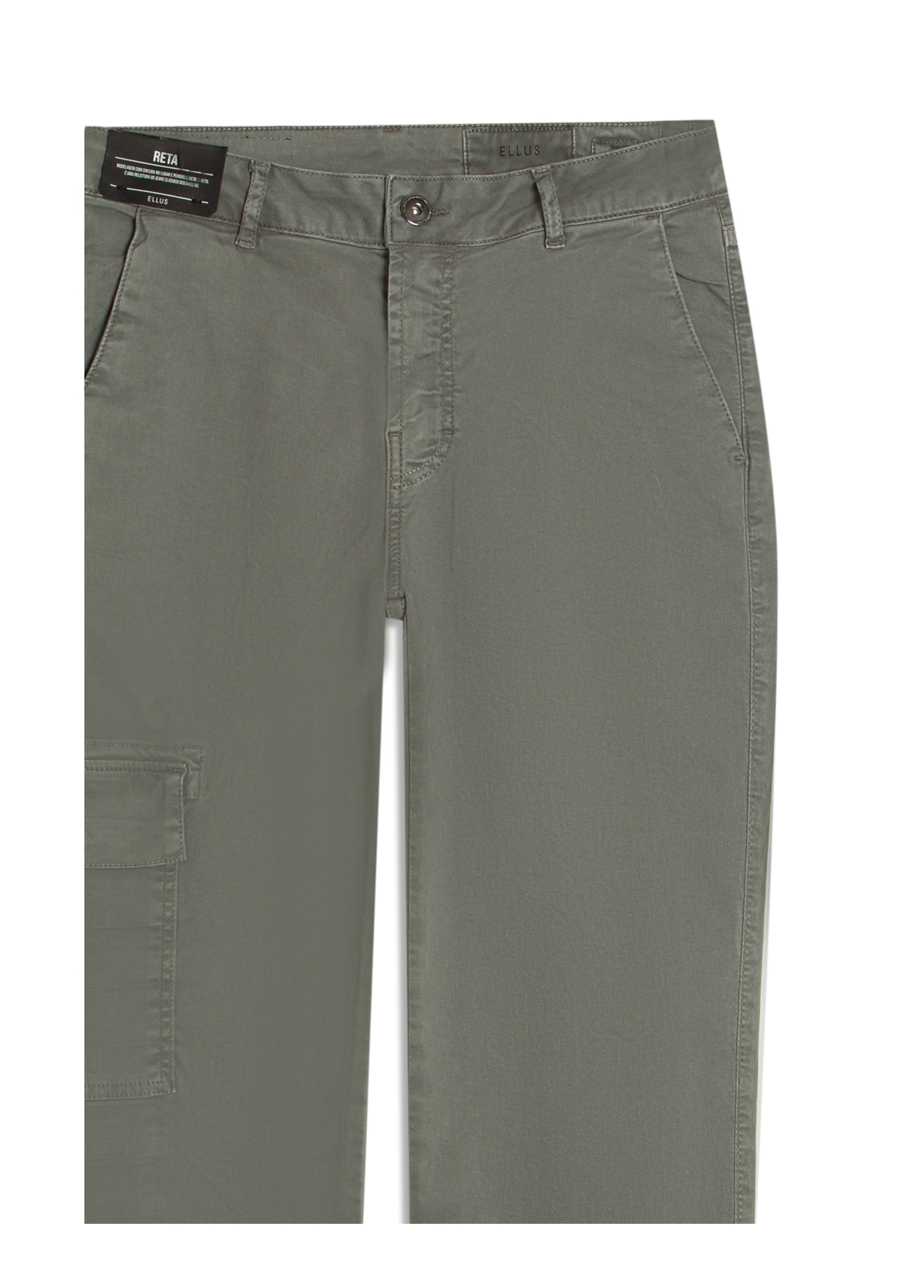 Calça Color Twill Power Reta Cargo Verde Oliva