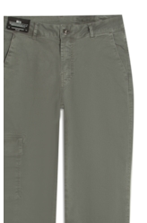 Calça Color Twill Power Reta Cargo Verde Oliva