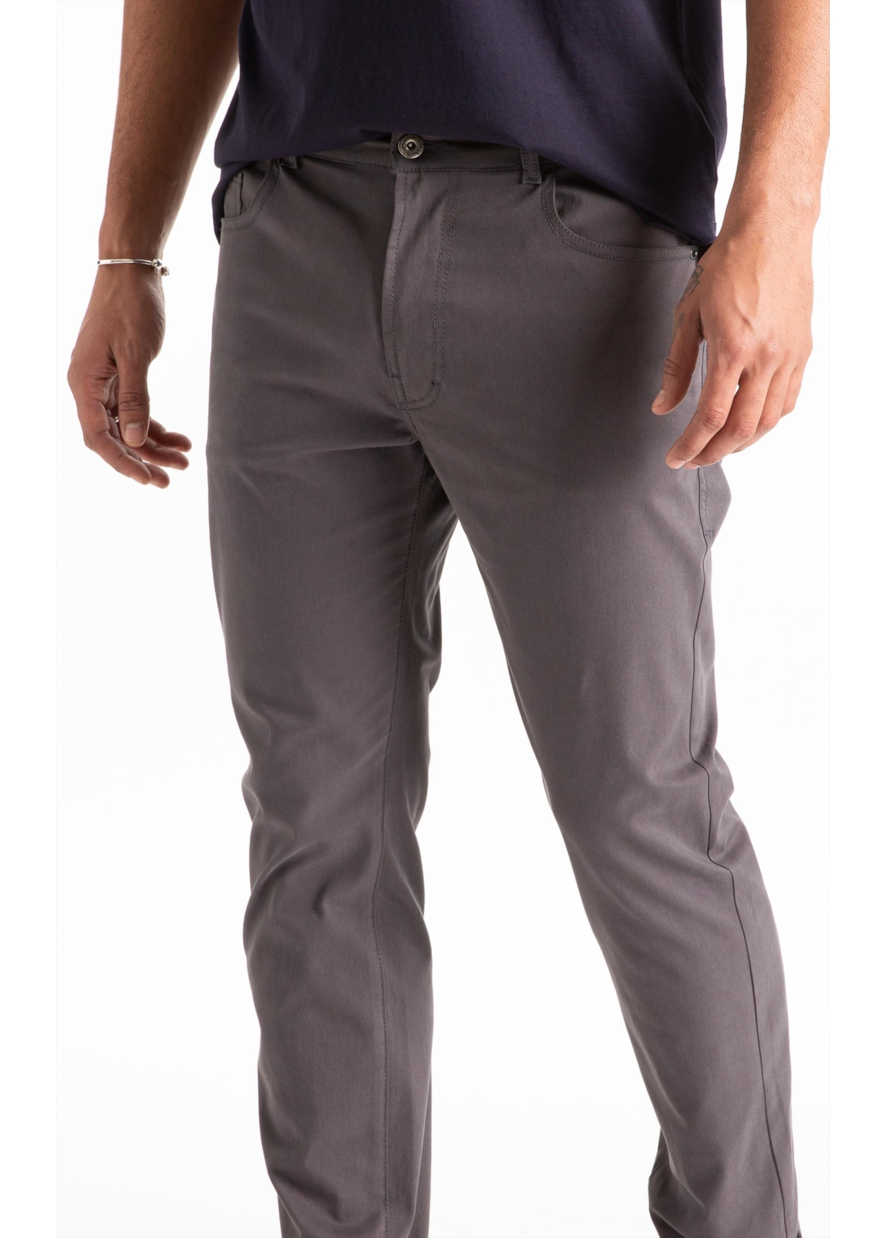 Calça Color Twill Power (Slim) 5 Pockets Cinza Medio