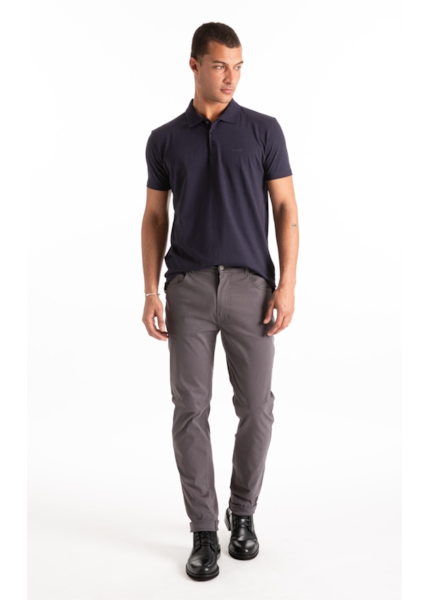 Calça Color Twill Power Slim Cinza Medio