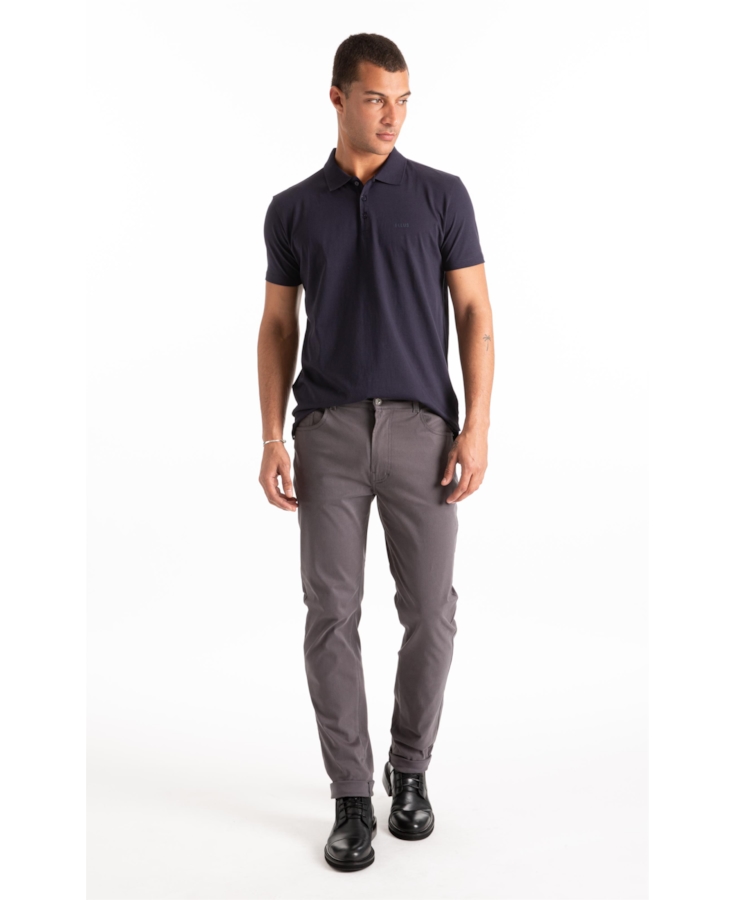 Calça Color Twill Power Slim Cinza Medio