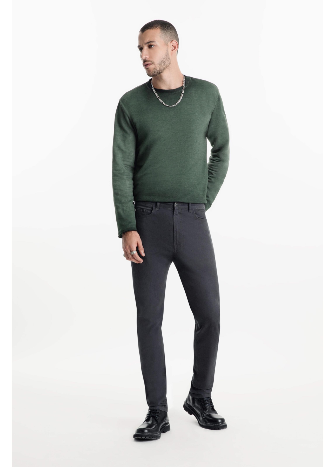 Calça Color Twill Power Slim Grafite