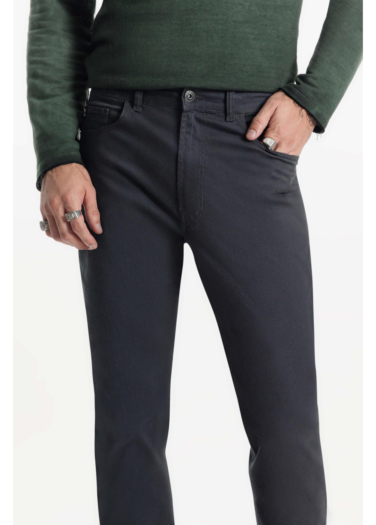 Calça Color Twill Power Slim Grafite
