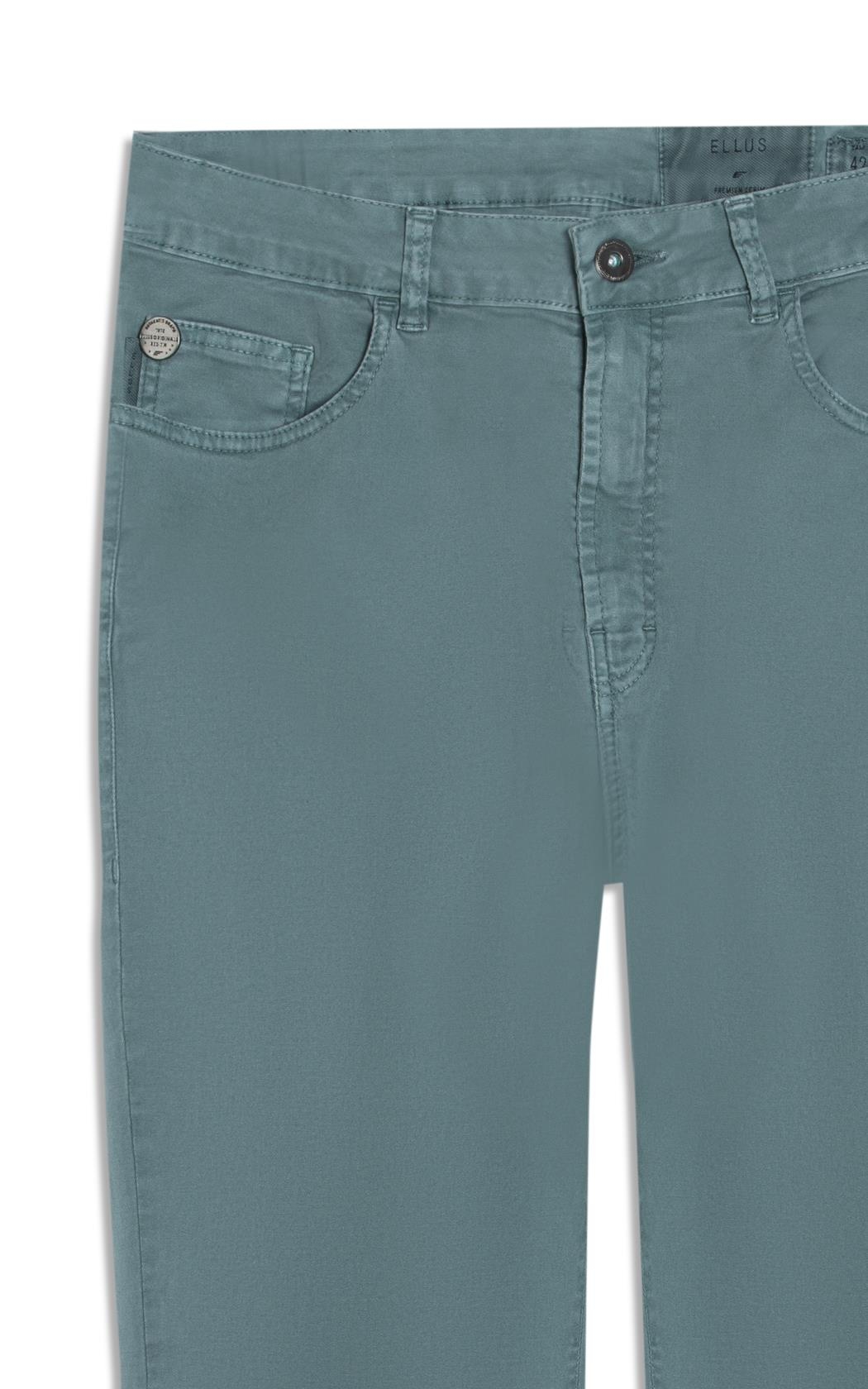 【るー】 Calça Color Twill Power Slim Grama