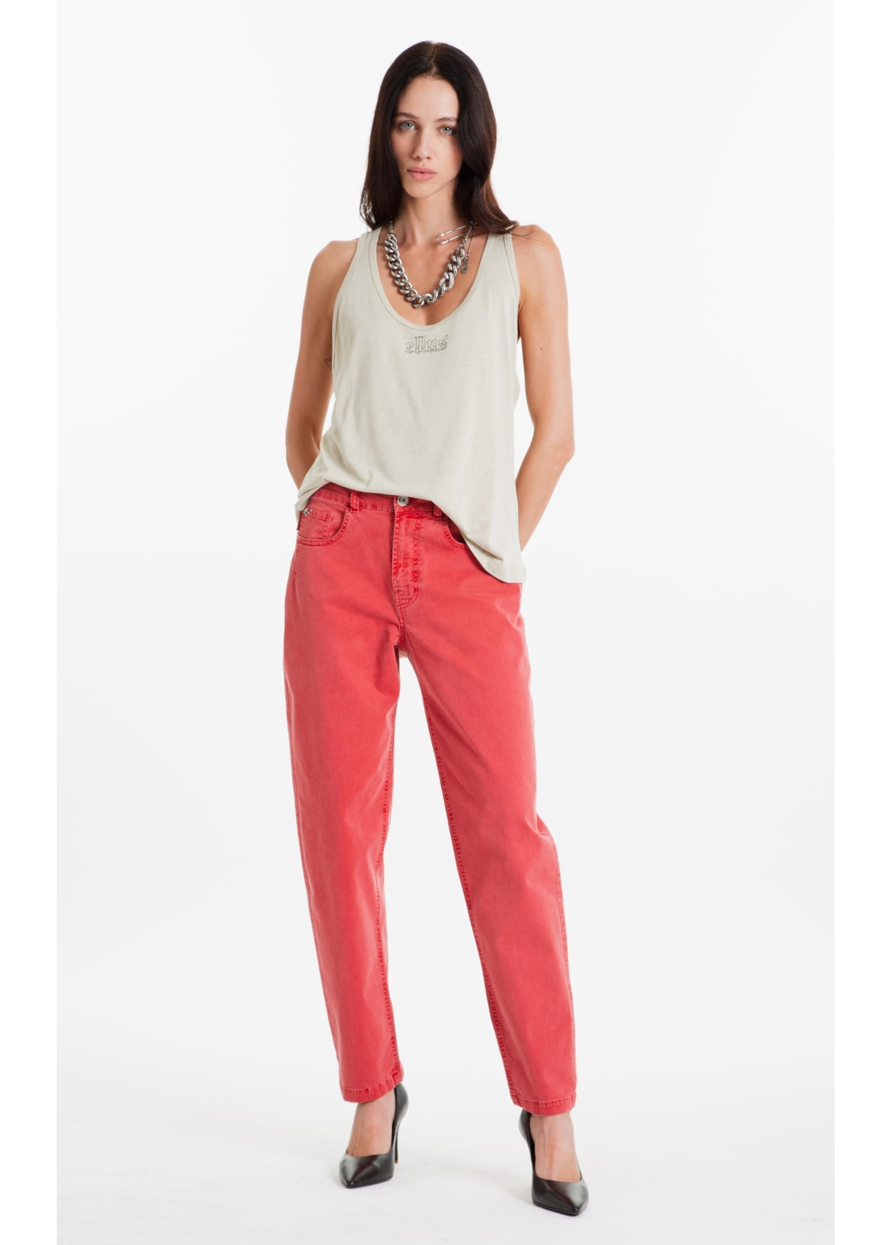 Calça Color Twill Power Wide Vermelho Claro