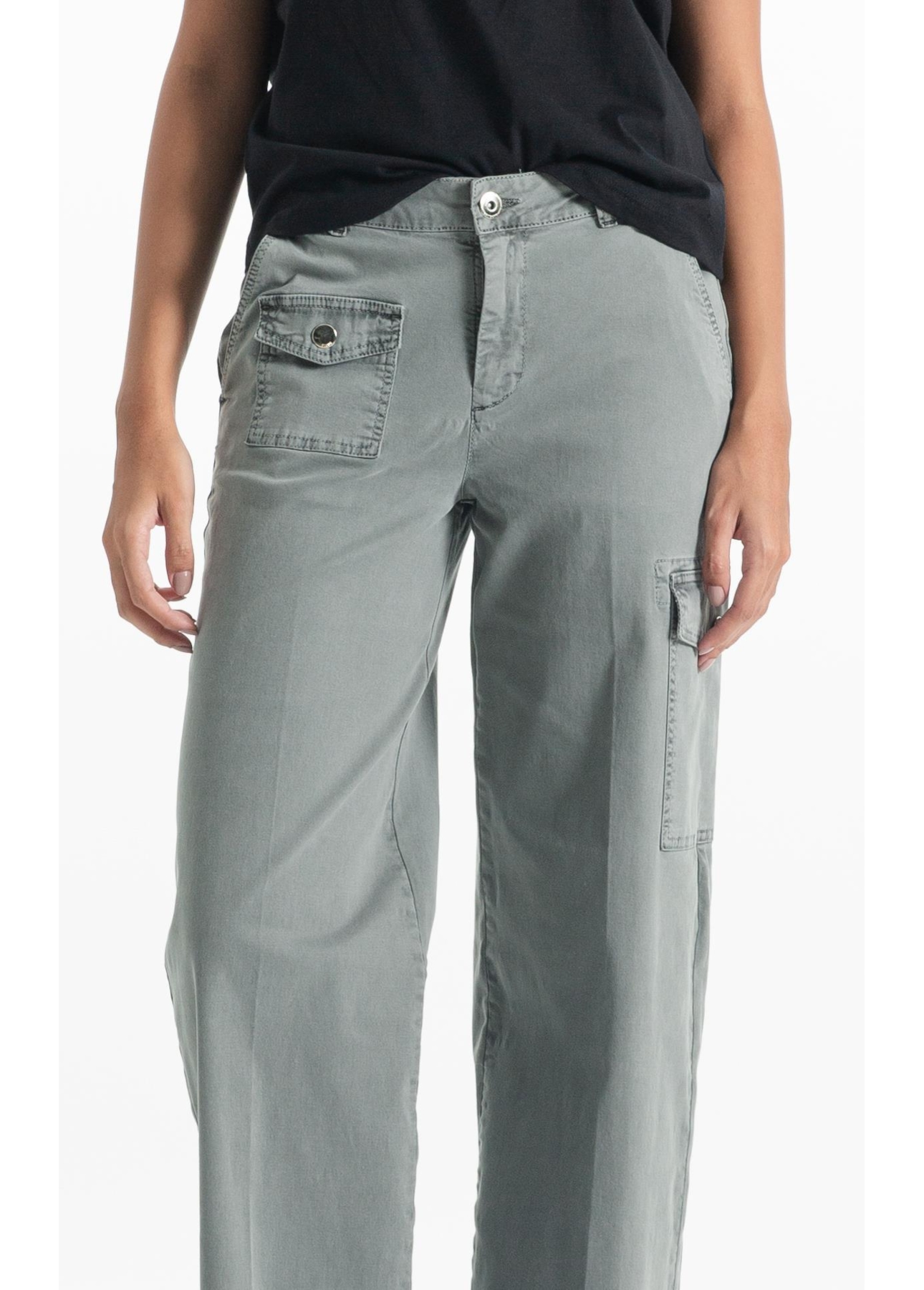 Calça Color Twill Wide Cargo Verde Oliva