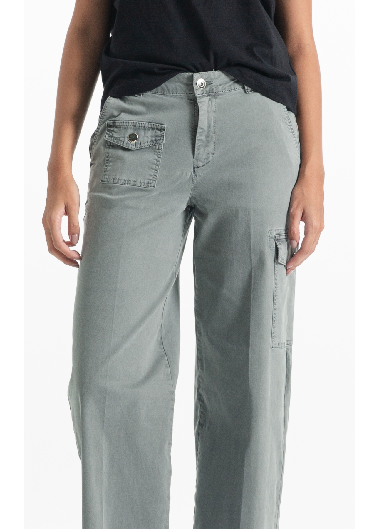 Calça Color Twill Wide Cargo Verde Oliva