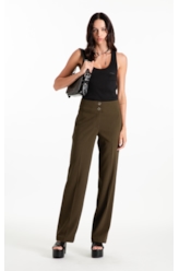 Calça Crepe Way Straight Musgo