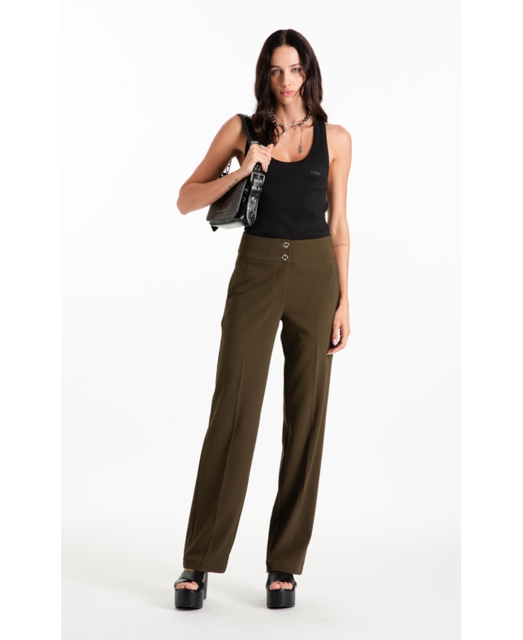 Calça Crepe Way Straight Musgo