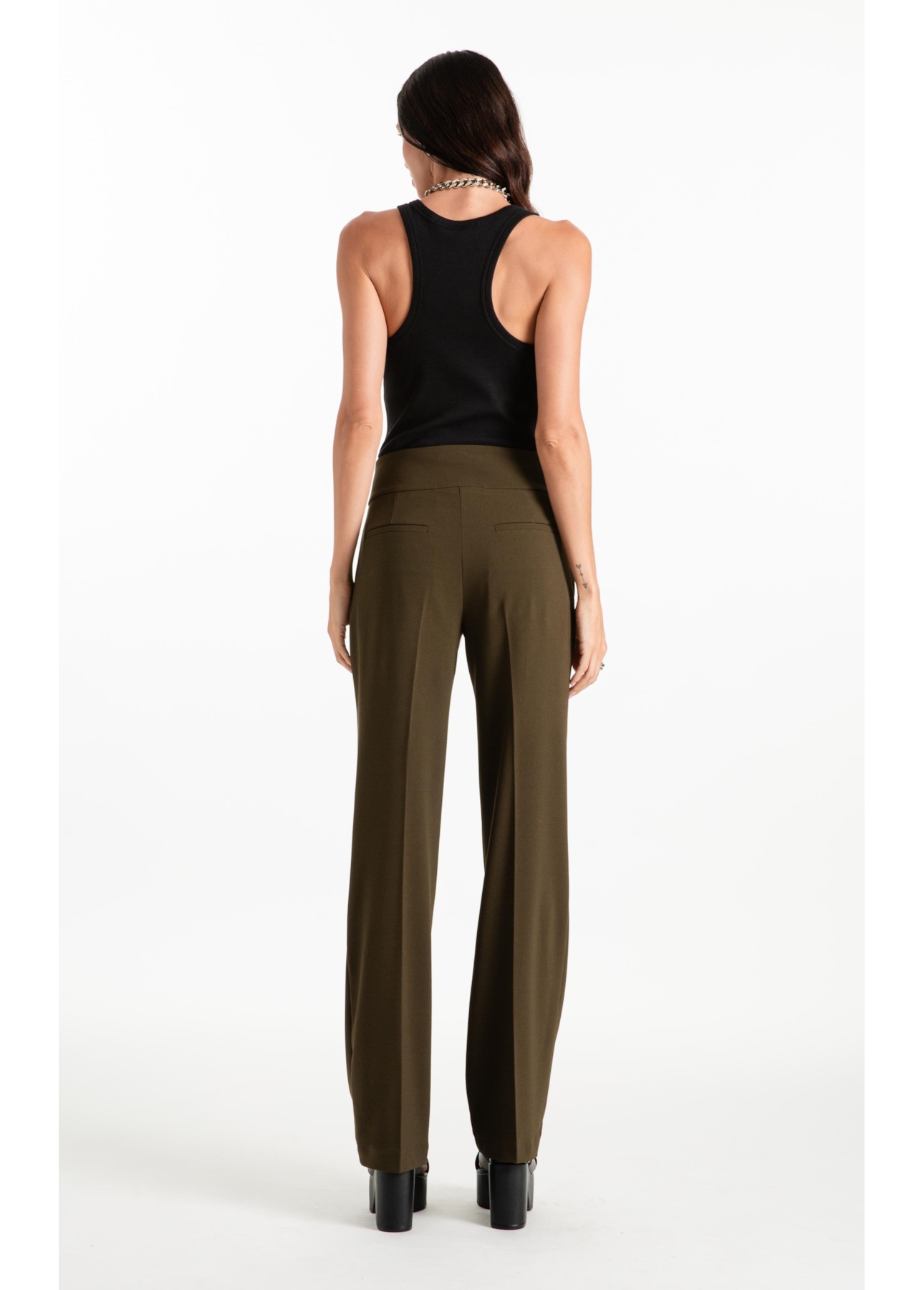 Calça Crepe Way Straight Musgo