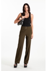 Calça Crepe Way Straight Musgo