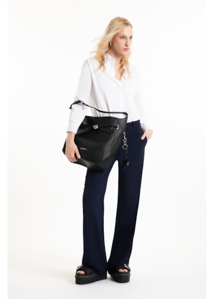 Calça Crepe Way  Wideleg Dark Navy