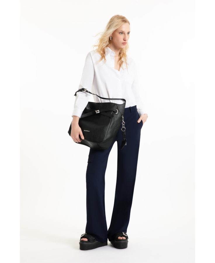 Calça Crepe Way  Wideleg Dark Navy