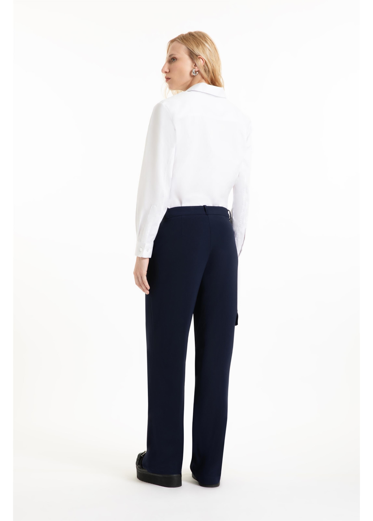 Calça Crepe Way  Wideleg Dark Navy