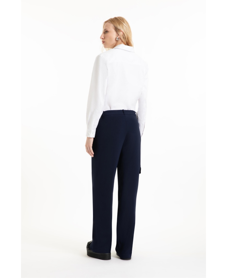 Calça Crepe Way  Wideleg Dark Navy