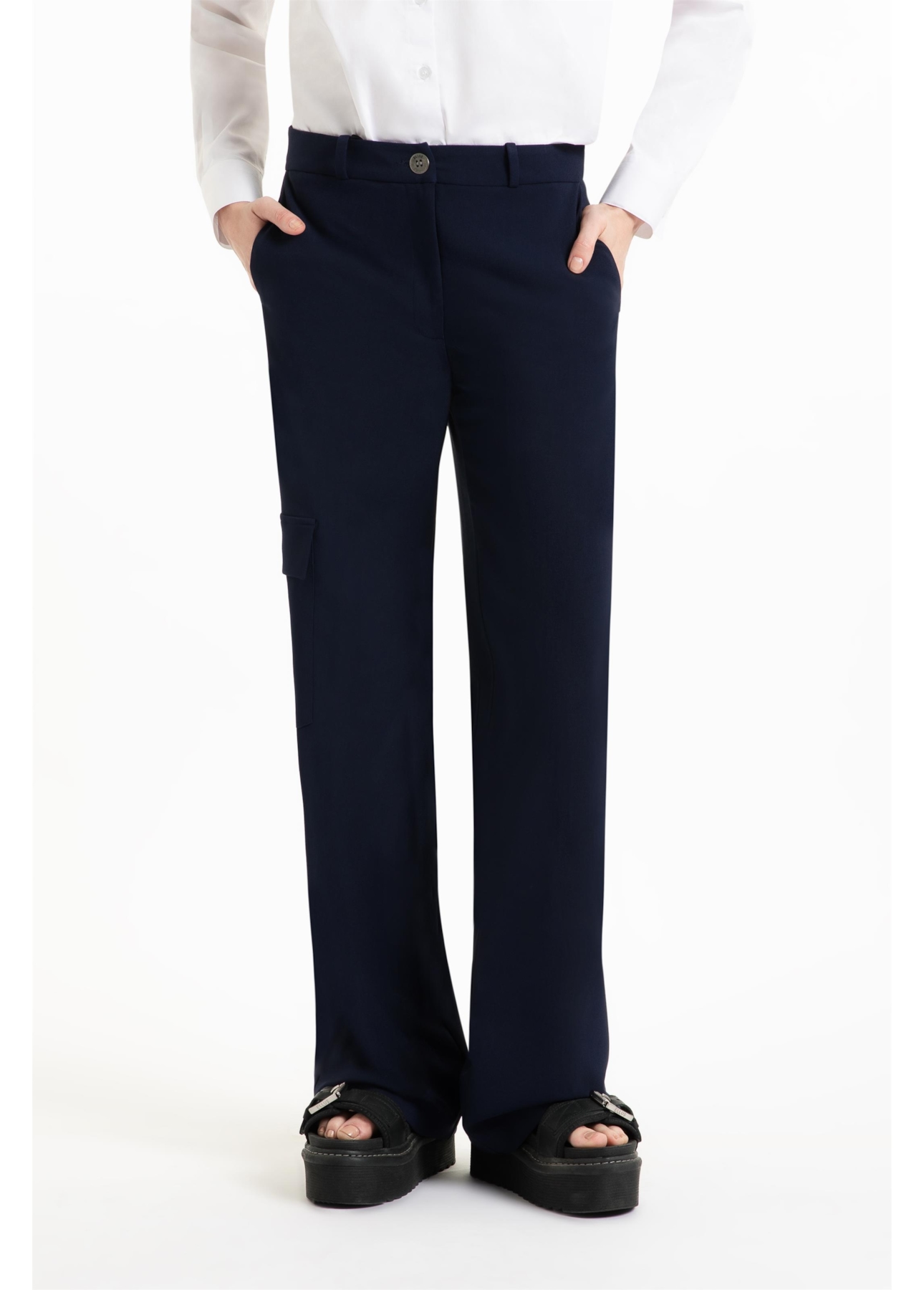 Calça Crepe Way  Wideleg Dark Navy