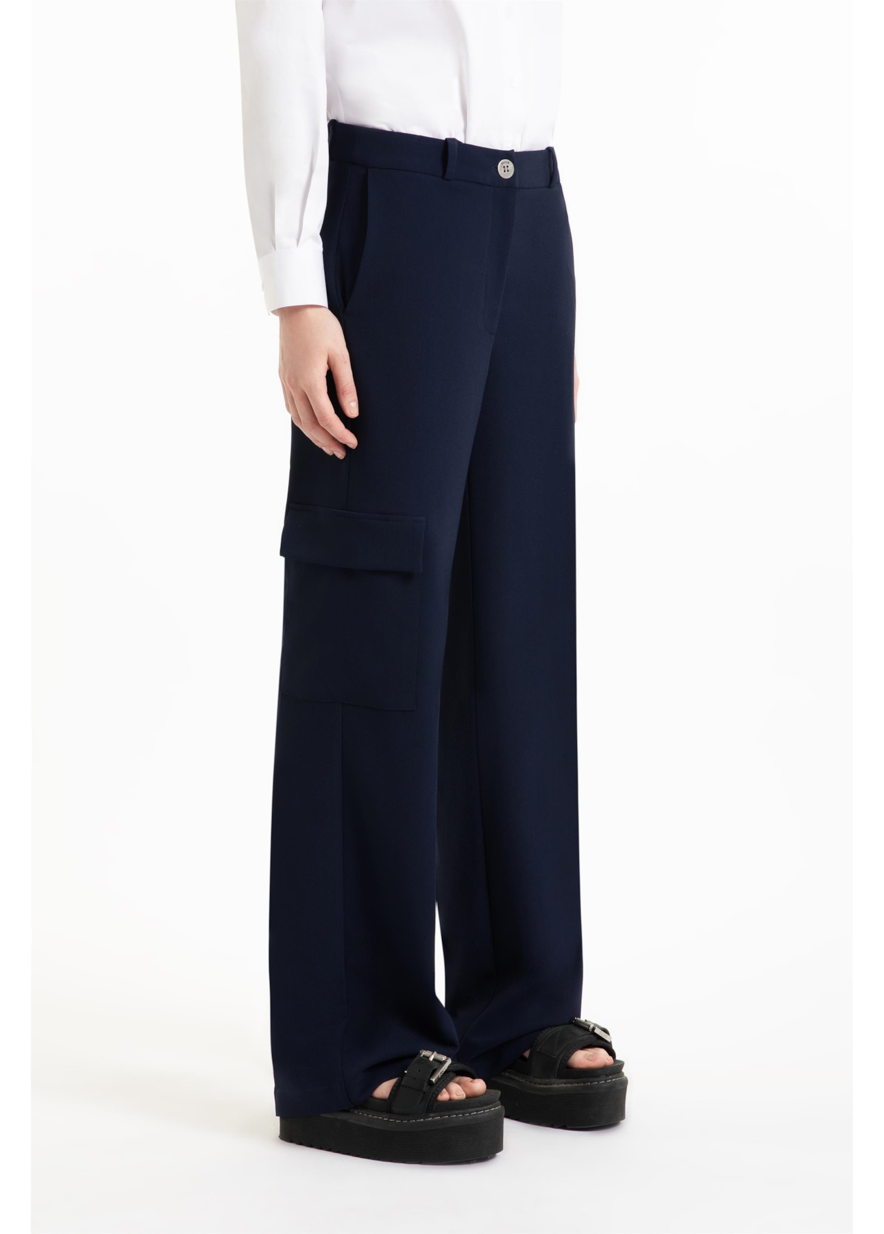 Calça Crepe Way  Wideleg Dark Navy
