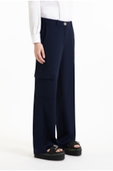 Calça Crepe Way  Wideleg Dark Navy