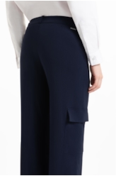 Calça Crepe Way  Wideleg Dark Navy