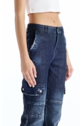 Calça Dark Forest Elastic Cargo Lav.Escuro C/ Craquelado