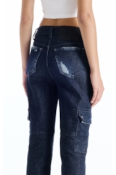 Calça Dark Forest Elastic Cargo Lav.Escuro C/ Craquelado