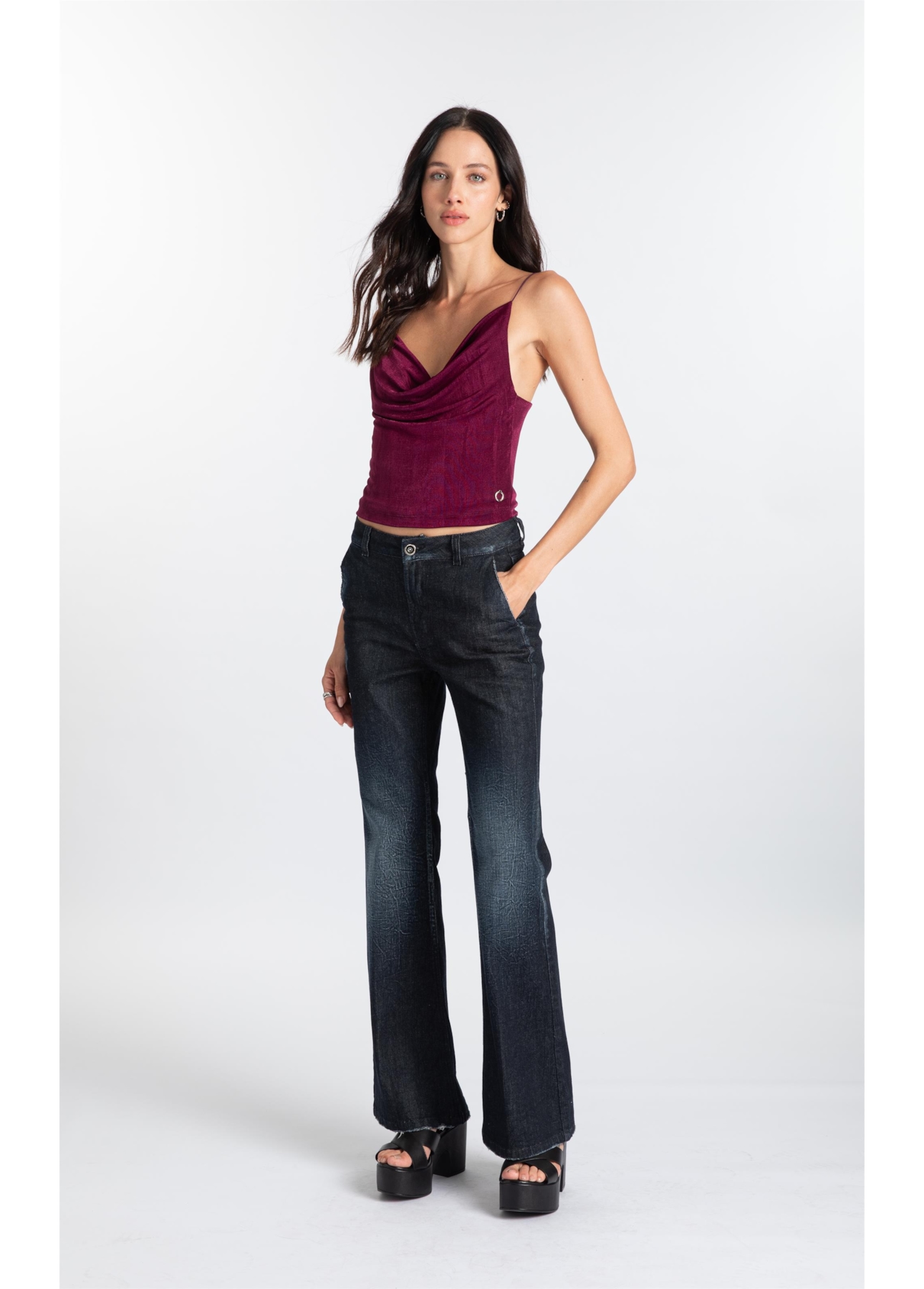 Calça Dark Forest Elastic Flare Lav.Escuro