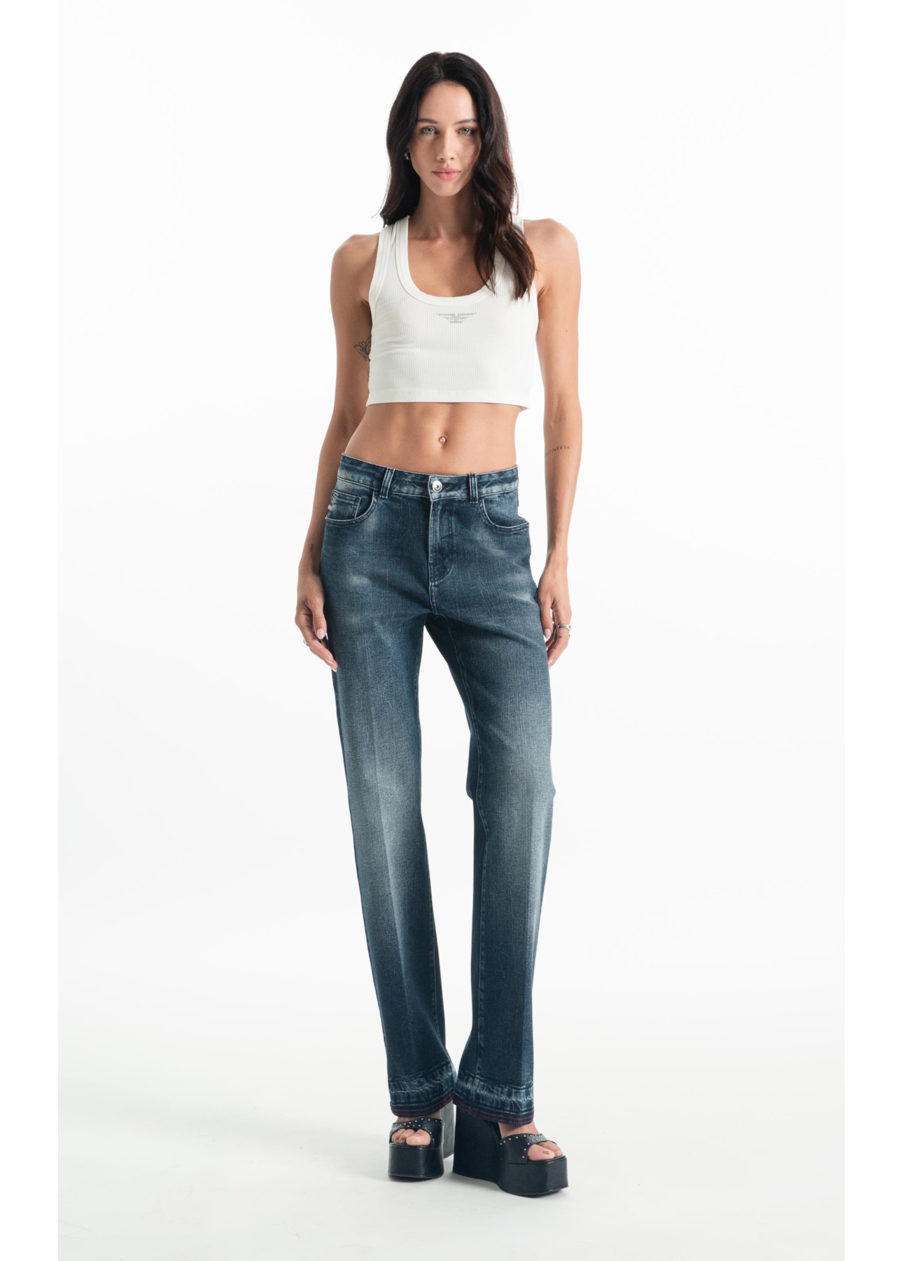 Calça Dark Forest Elastic Low Rise Lav. Escuro