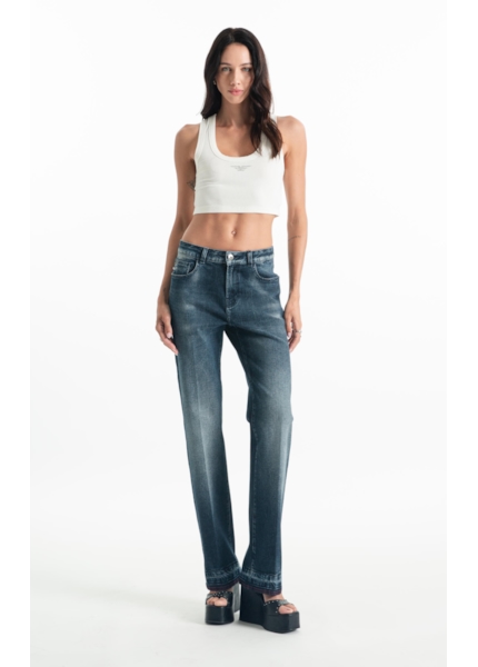 Calça Dark Forest Elastic Low Rise Lav. Escuro