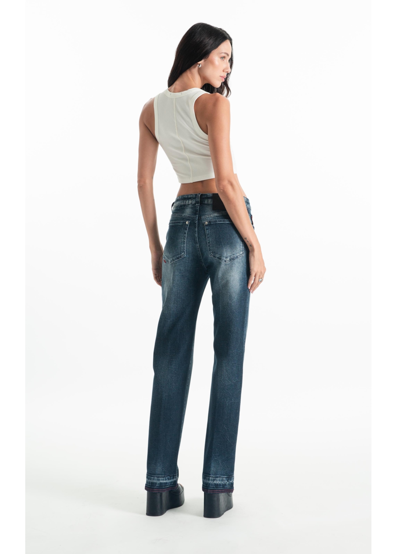 Calça Dark Forest Elastic Low Rise Lav. Escuro