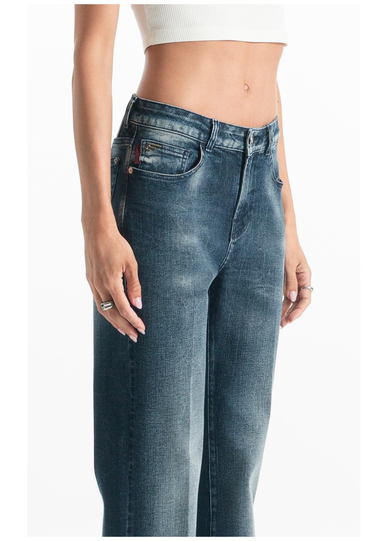 Calça Dark Forest Elastic Low Rise Lav. Escuro