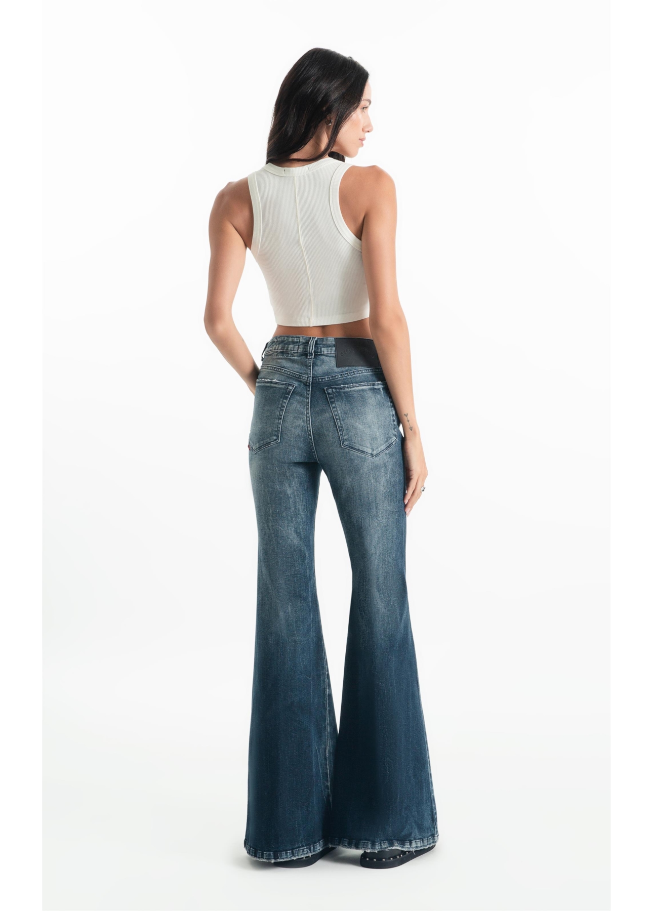 Calça Dark Forest Elastic Skinny Flare Lav.Escuro