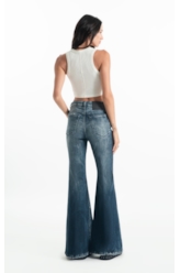 Calça Dark Forest Elastic Skinny Flare Lav.Escuro