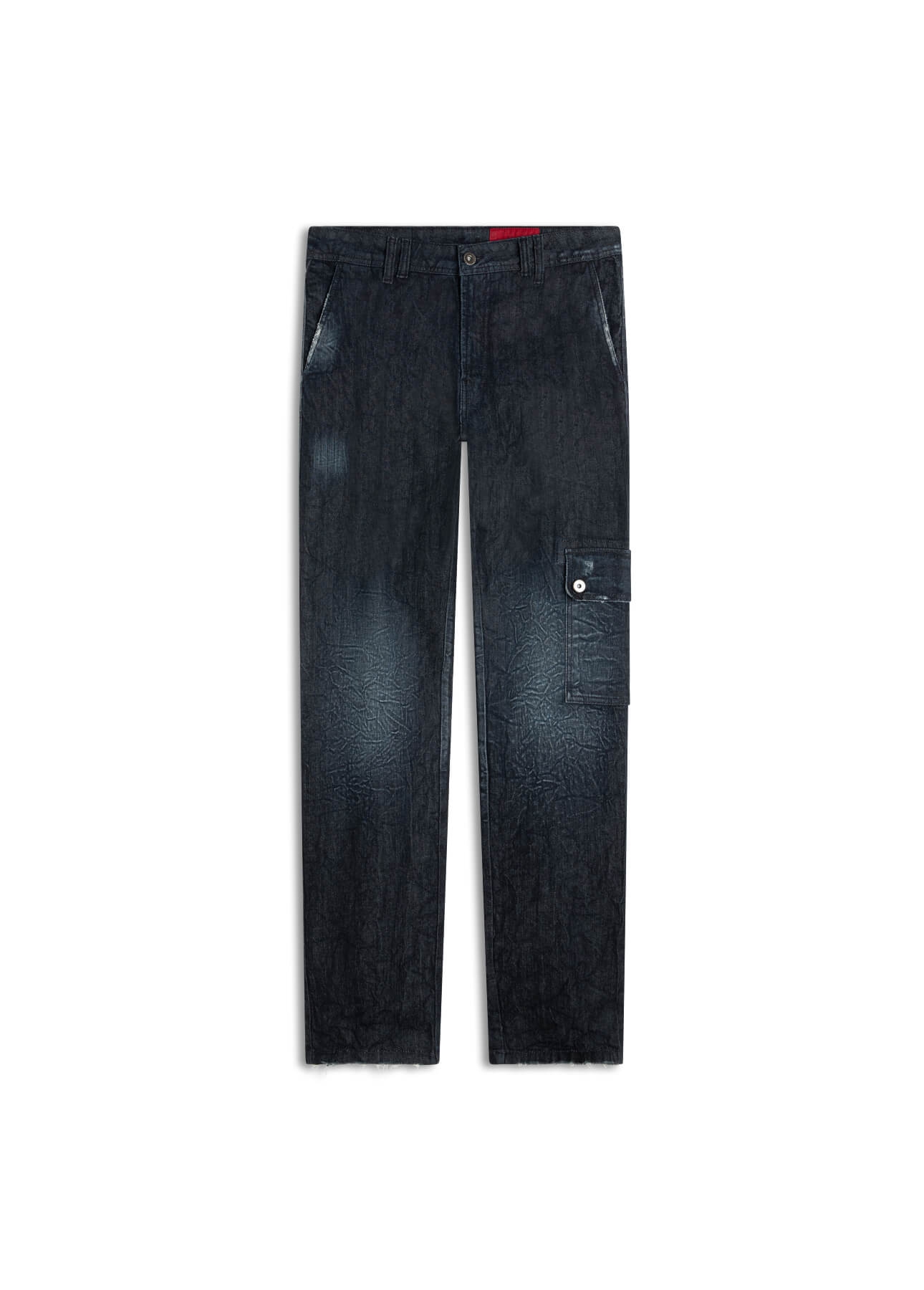 Calça Dark Forest Elastic Straight Cargo Lav.Escuro C/ Craquelado